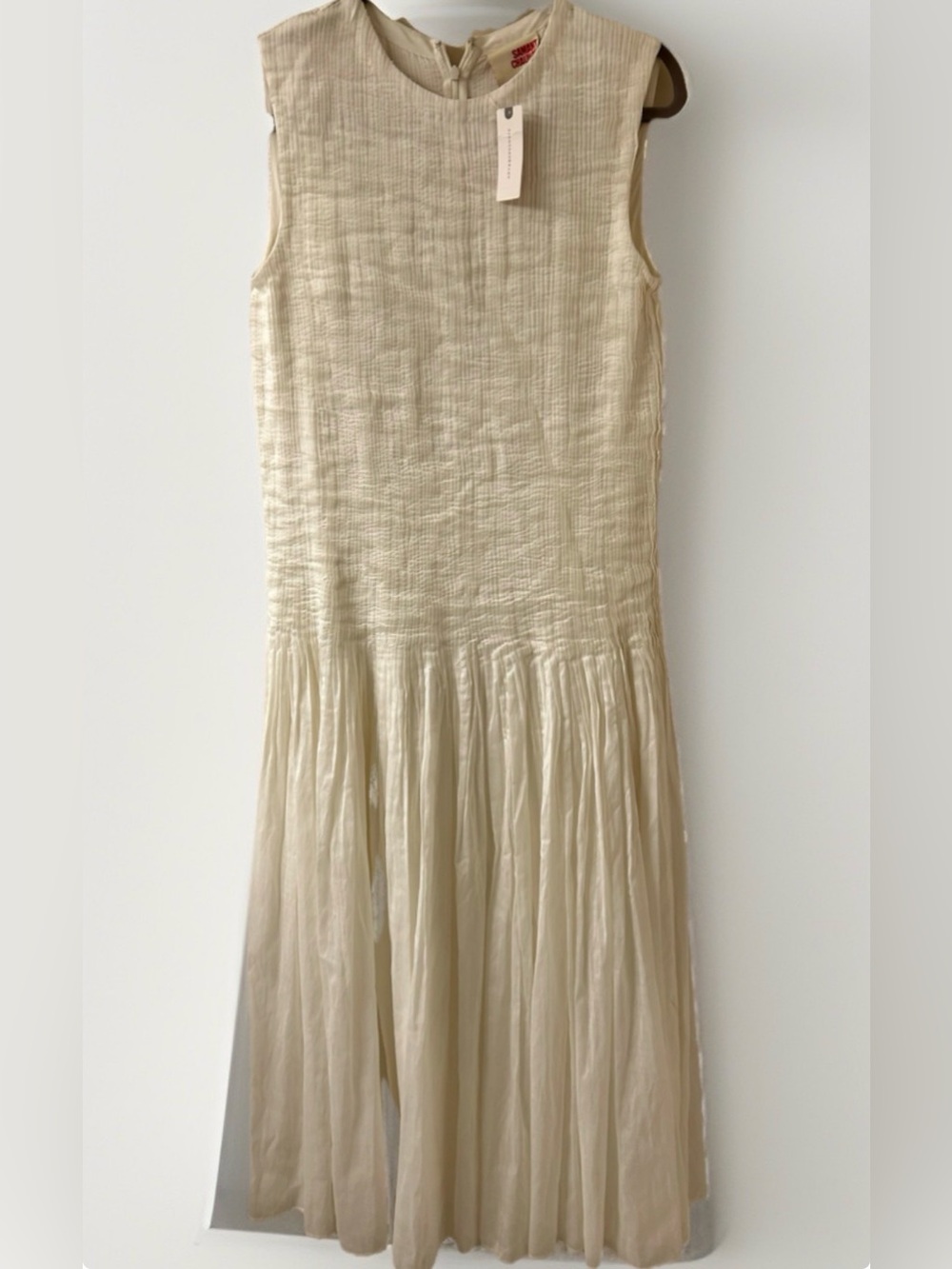 NWT Anthropologie x Samant Chauhan White Pleated Drop-Waist Midi Dress  Small